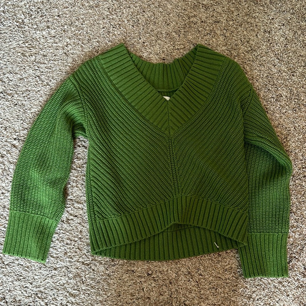 Abercrombie Green V Neck Sweater